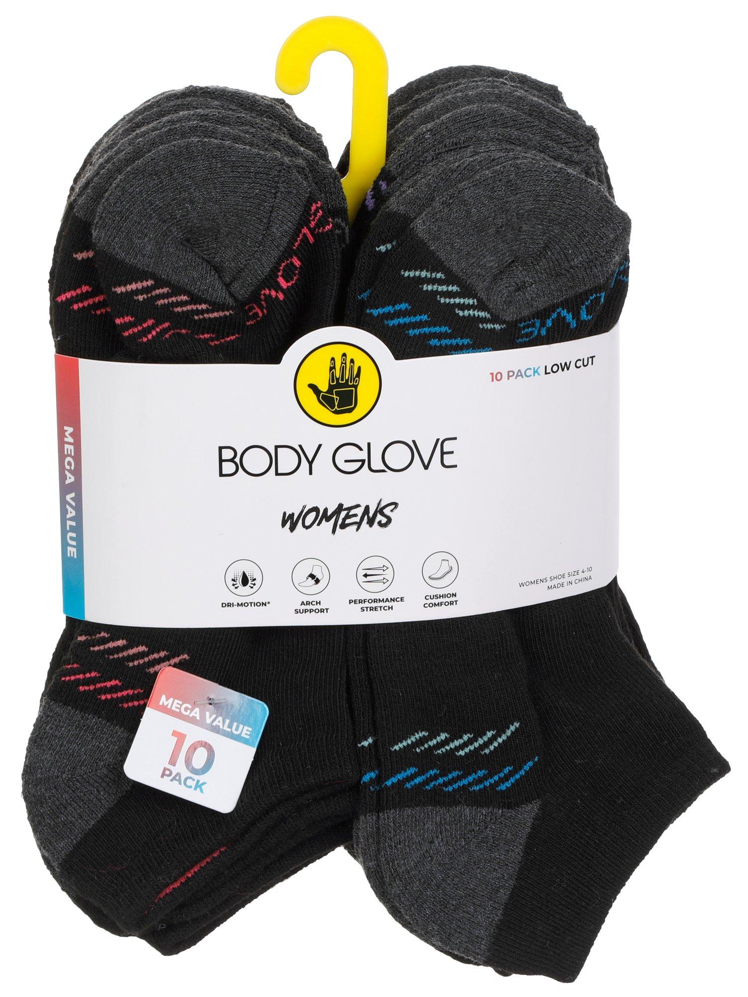 Body Glove Womens Cushioned Comfort No-Show Athletic Performance Lowcut Socks 10 Pack 